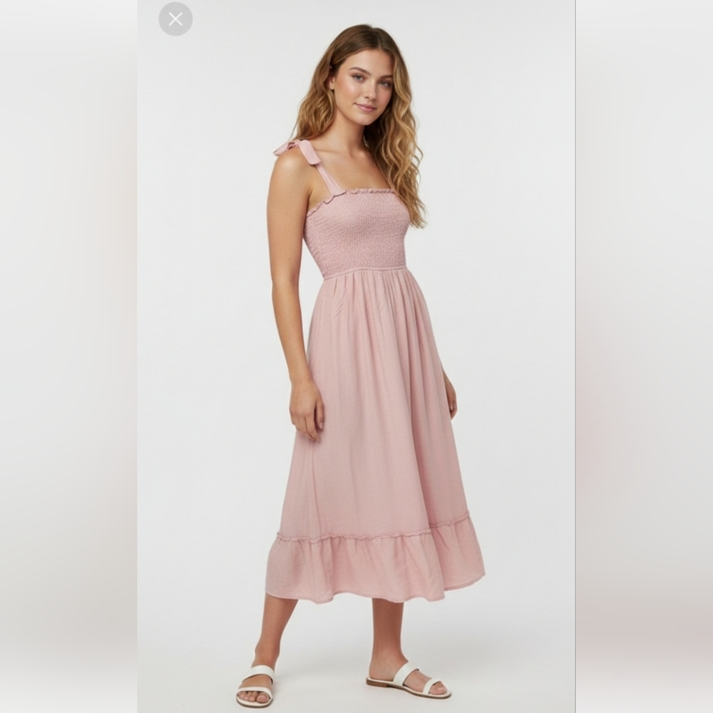 Tobrief Dress Pink Midi Boho Coquette Cottage  L